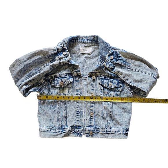 KanCan Acid Wash Blue Jean Jacket Classic Cropped Retro Style - Picture 10 of 14